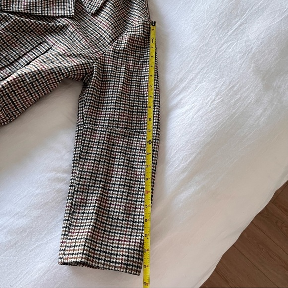 Long Plaid Checked Checkered Coat Trench Jacket Dry Cleaned Suitable For Work - Picture 14 of 16